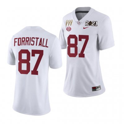 Women's Alabama Crimson Tide #87 Miller Forristall 3X CFP National Championship White NCAA Limited College Football Jersey 2403LNAS5